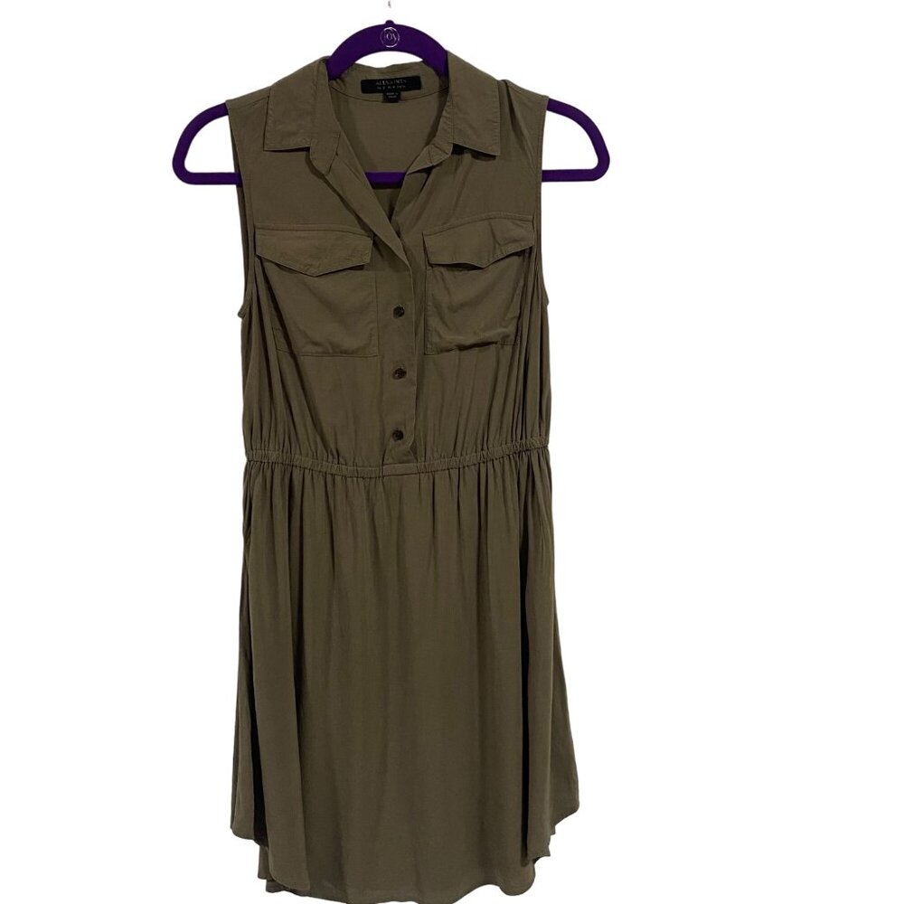 All Saints Women's Green‎ Itaca Sleeveless Shirt Dress US Size 4